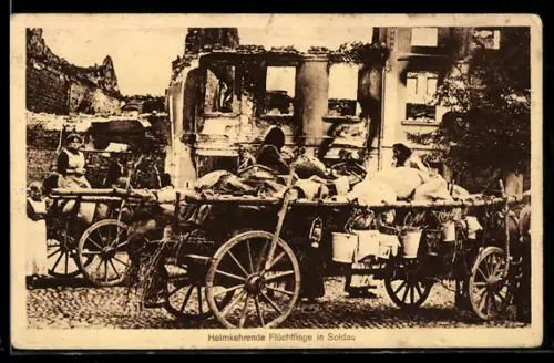 AK Soldau, Heimkehrende Flüchtlinge mit ihrem Fuhrwerk