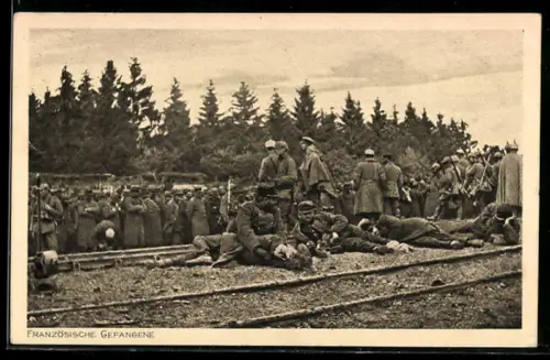 AK Kriegsgefangene an Bahngleisen