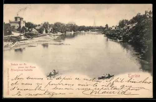 AK Torino, Veduta del Po preso dal Ponte Principessa Isabella