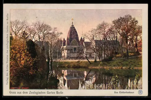 AK Berlin, Zoologischer Garten, Blick zum Elefantenhaus
