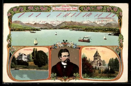 AK Berg /Starnberger See, Ludwig II., Schloss Berg, Votiv-Kapelle