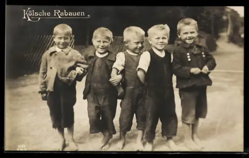 AK Gruppenaufnahme von fünf Bademer Buwe