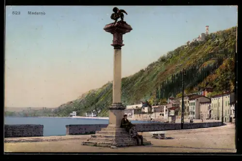 AK Maderno, Säule mit Uferpanorama