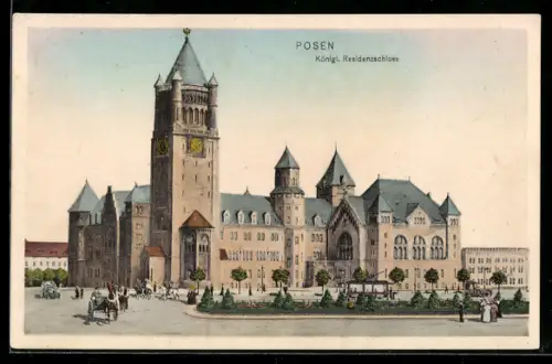 AK Posen / Poznan, Königl. Residenzschloss, Strassenbahn