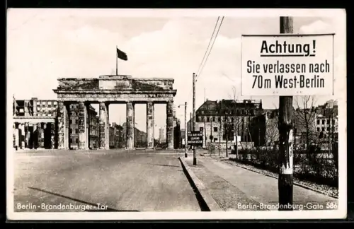 AK Berlin, Brandenburger Tor vom britischen Sektor aus