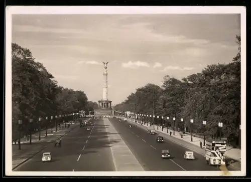 AK Berlin, Charlottenburger Chaussee mit Siegessäule, Ost-West-Achse