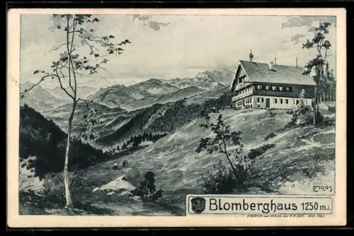 Künstler-AK Carl Moos: Bad Tölz, Gasthof Blomberghaus