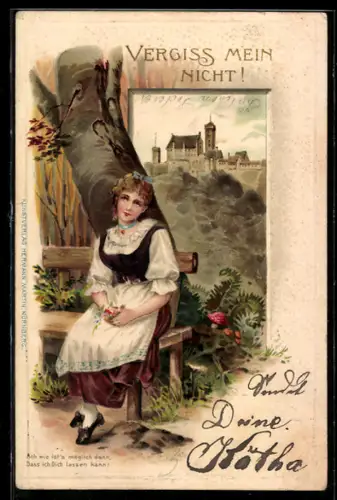 AK Eine junge Frau hofft das ihr Geliebter sie nicht vergisst