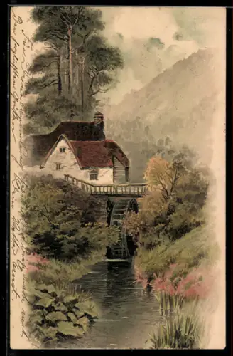 Künstler-AK Meissner & Buch (M&B) Serie 1230: Von Wald und Wiese, Wassermühle