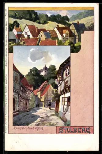 Künstler-AK H. Bahndorf: Stolberg, Blick nach dem Schloss