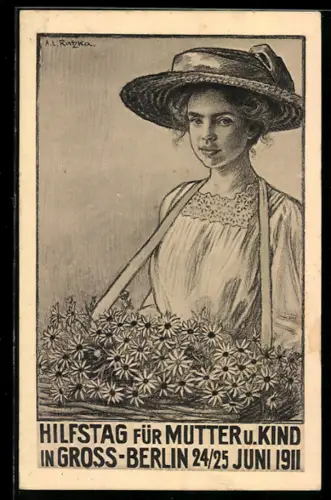 Künstler-AK Berlin, Hilfstag für Mutter & Kind, 24. /25. Juni 1911