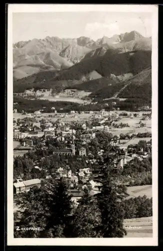 AK Zakopane, Totalansicht mit Gebirgspanorama