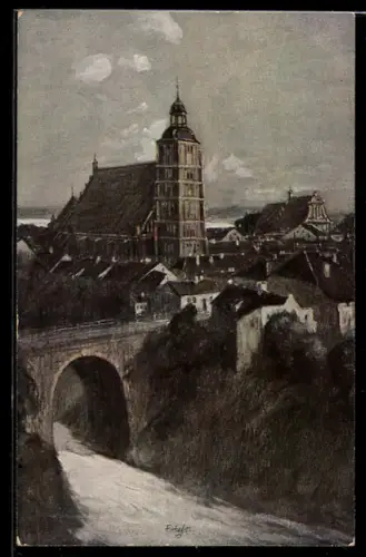 Künstler-AK Fritz Hass: Wartenburg, Panorama