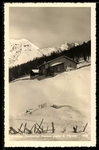 AK Padaun, Gasthaus Steckholzer im Winter