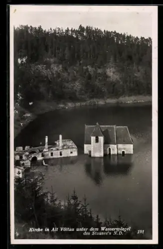 AK Alt-Vöttau, Kirche unter dem Wasserspiegel