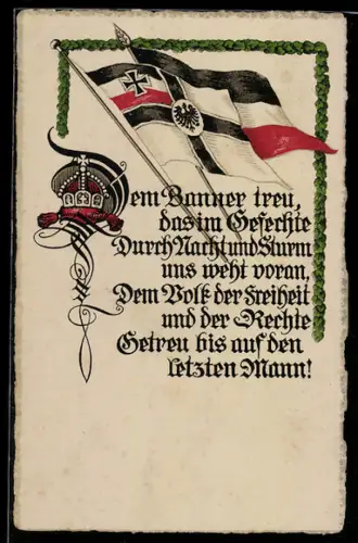 Künstler-AK Dem Banner treu, Fahnen