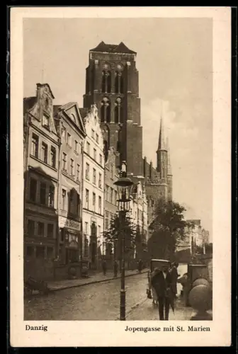 AK Danzig / Gdansk, Jopengasse mit St. Marien
