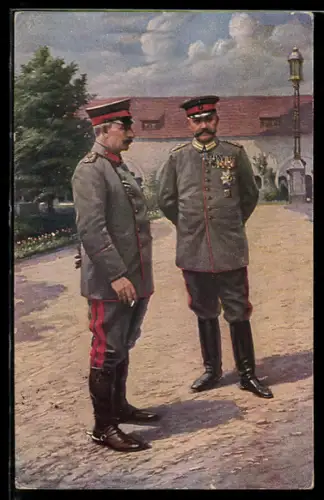 AK Kaiser Wilhelm II. in Uniform im Gespräch