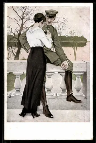 Künstler-AK Brynolf Wennerberg: Soldat auf Urlaub mit seiner Frau