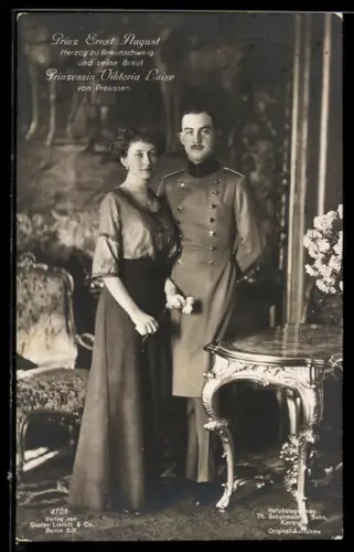 AK Ernst August Herzog von Braunschweig und seine Braut Prinzessin Viktoria Luise