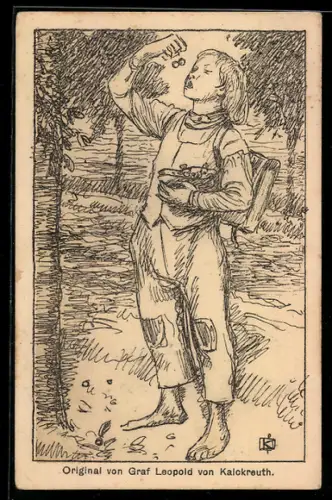 Künstler-AK Hamburg, Kinderhilfstag 1911, Mädchen pflückt Kirschen