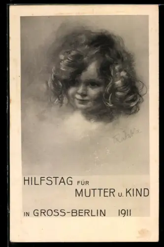Künstler-AK Berlin, Hilfstag für Mutter und Kind 1911, kleines Mädchen