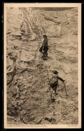 AK Bergsteiger auf den Leitersprossen im Höllental