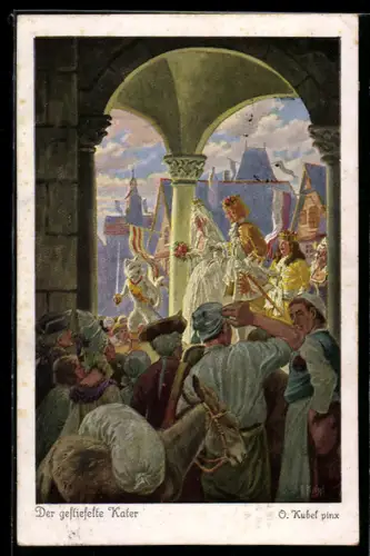Künstler-AK Otto Kubel: Der gestiefelte Kater und die Hochzeit des Grafen