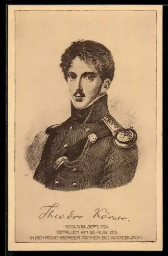 AK Theodor Körner uniformiert im Portrait