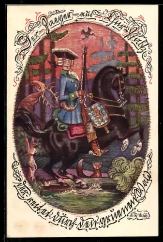 AK Der Jäger aus Churpfalz, 1732-1795, Hase und Fuchs