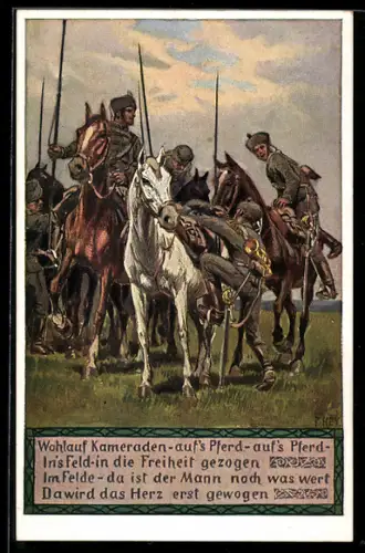 Künstler-AK Paul Hey: Wohlauf, Kameraden, aufs Pferd, Verein für das Deutschtum im Ausland