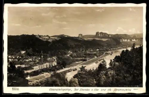 Foto-AK Walter Hahn, Dresden, Nr. 2320: Elbsandsteingebirge, Bad Schandau, Elbe, Schrammsteine