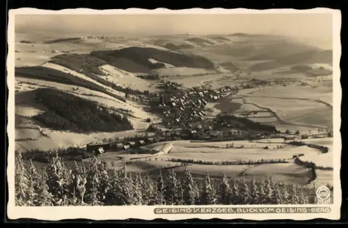 Foto-AK Walter Hahn, Dresden, Nr. 6798: Geising /Erzgebirge, Ortsansicht vom Geising-Berg