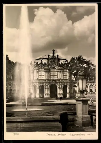 Maximum-AK Walter Hahn, Dresden, Nr. 10653: Dresden, Wallpavillon im Zwinger mit Fontäne