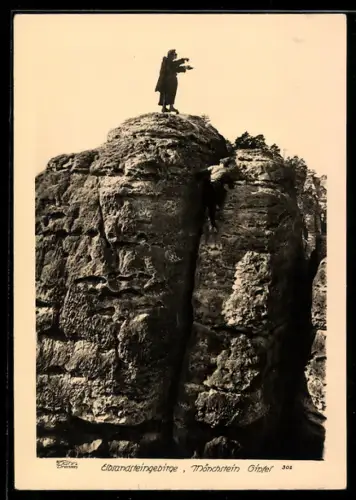 Foto-AK Walter Hahn, Dresden, Nr.302: Elbsandsteingebirge, Mönchstein Gipfel