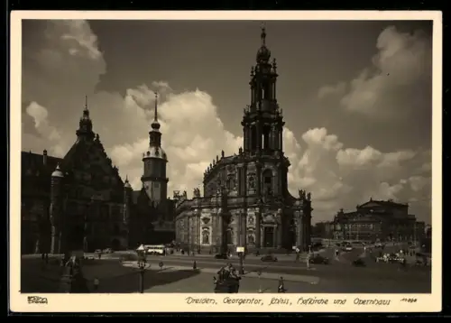Foto-AK Walter Hahn, Dresden, NR: 10898, Georgentor, Schloss, Hofkirche und Opernhaus