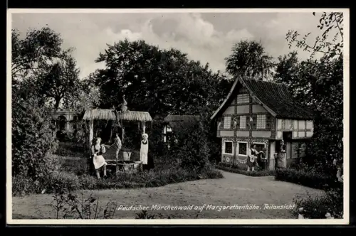 AK Steinknippen bei Rösrath, Margarethenhöhe, Gasthaus Deutscher Märchenwald T. Ensen, Hexenhaus, Brunnen