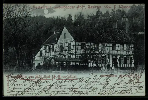 Mondschein-AK Sülzthal-Hoffnungsthal, Restaurant Lehmbacher Hof Witwe F. Wasser