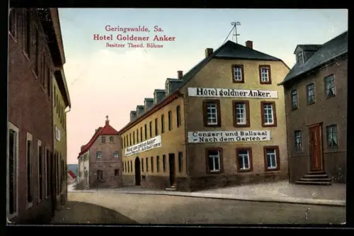 AK Geringswalde /Sa., Hotel Goldener Anker, Bes. Theod. Böhme