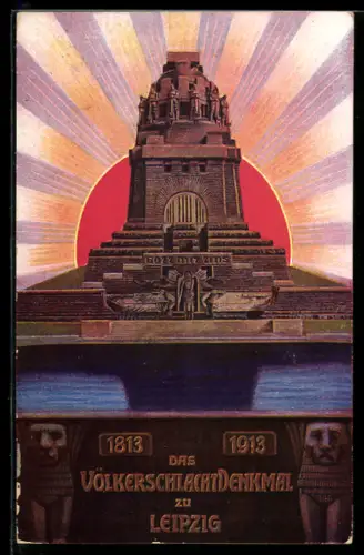 AK Leipzig, Völkerschlachtdenkmal, 1813-1913, Ganzsache