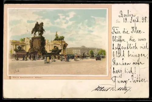 Lithographie Berlin, Nationaldenkmal Wilhelm I., Panorama