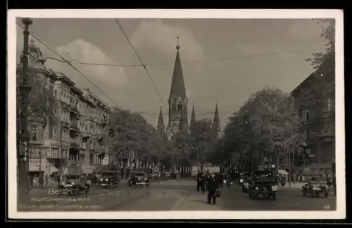 AK Berlin-Charlottenburg, Kurfürstendamm, Ecke Joachimsthalerstrasse, Kirche