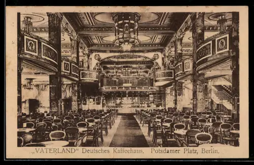 AK Berlin-Tiergarten, Vaterland Deutsches Kaffeehaus, Potsdamer Platz, Innenansicht