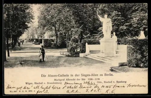AK Berlin, Ahnen-Galerie in der Sieges-Allee, Markgraf Albrecht der Bär 1100-1170, Wiger, Bischof von Brandenburg