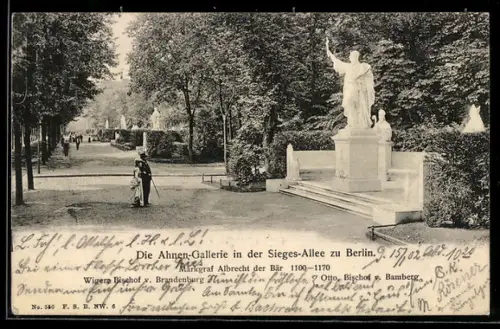 AK Berlin, Ahnen-Galerie in der Sieges-Allee, Markgraf Albrecht der Bär 1100-1170, Wiger, Bischof von Brandenburg