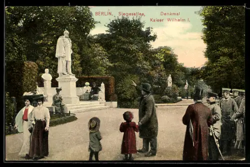 AK Berlin-Tiergarten, Kaiser Wilhelm I. Denkmal in der Siegesallee im Grossen Tiergarten