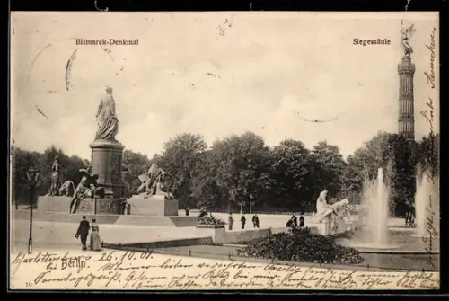 AK Berlin-Tiergarten, Bismarck-Denkmal und Siegessäule