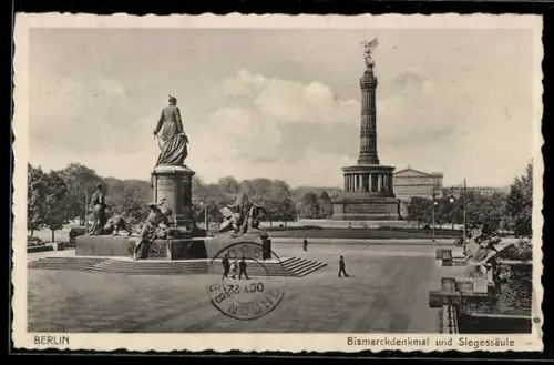AK Berlin-Tiergarten, Bismarck-Denkmal und Siegessäule