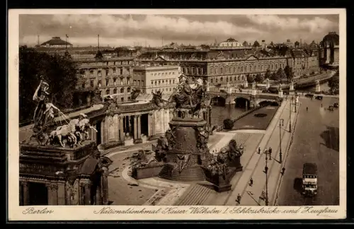 AK Berlin, Nationaldenkmal Kaiser Wilhelm I., Schlossbrücke und Zeughaus