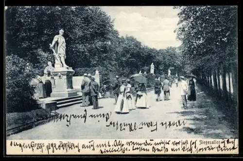 AK Berlin-Tiergarten, Siegesallee mit Statuen